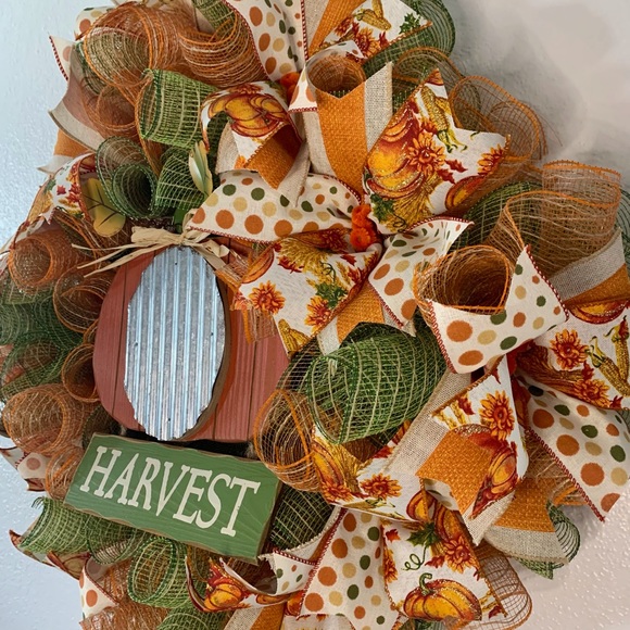 *SOLD*Deco mesh Fall wreath, Thanksgiving decor - Picture 3 of 10